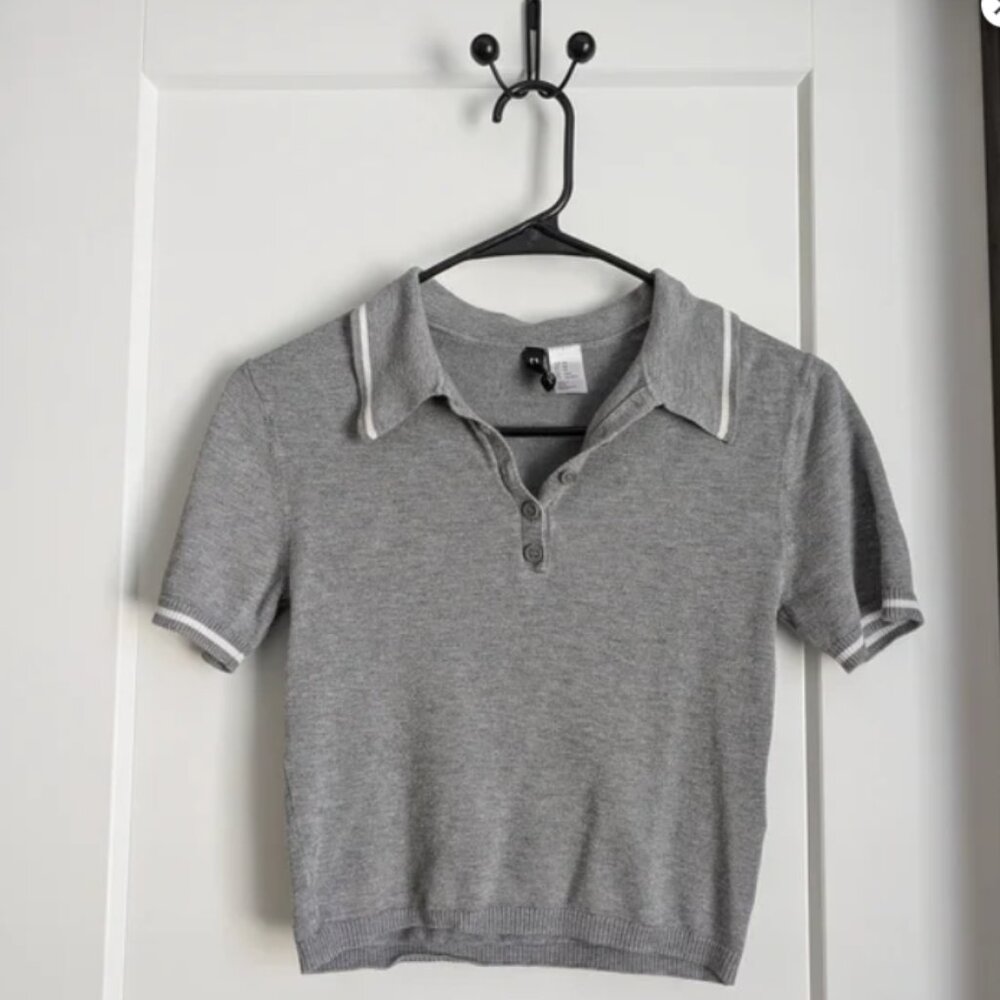 H&M polo-neck fine knit T-shirt